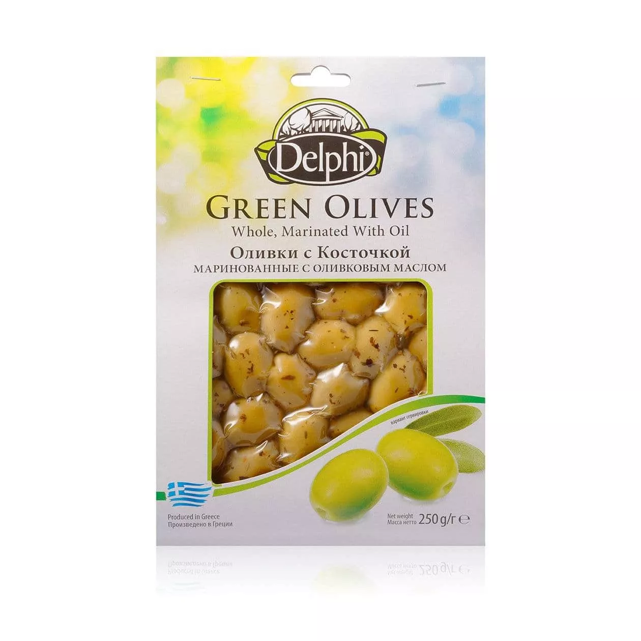 Оливки с косточкой маринованные, с оливковым маслом, DELPHI 250г