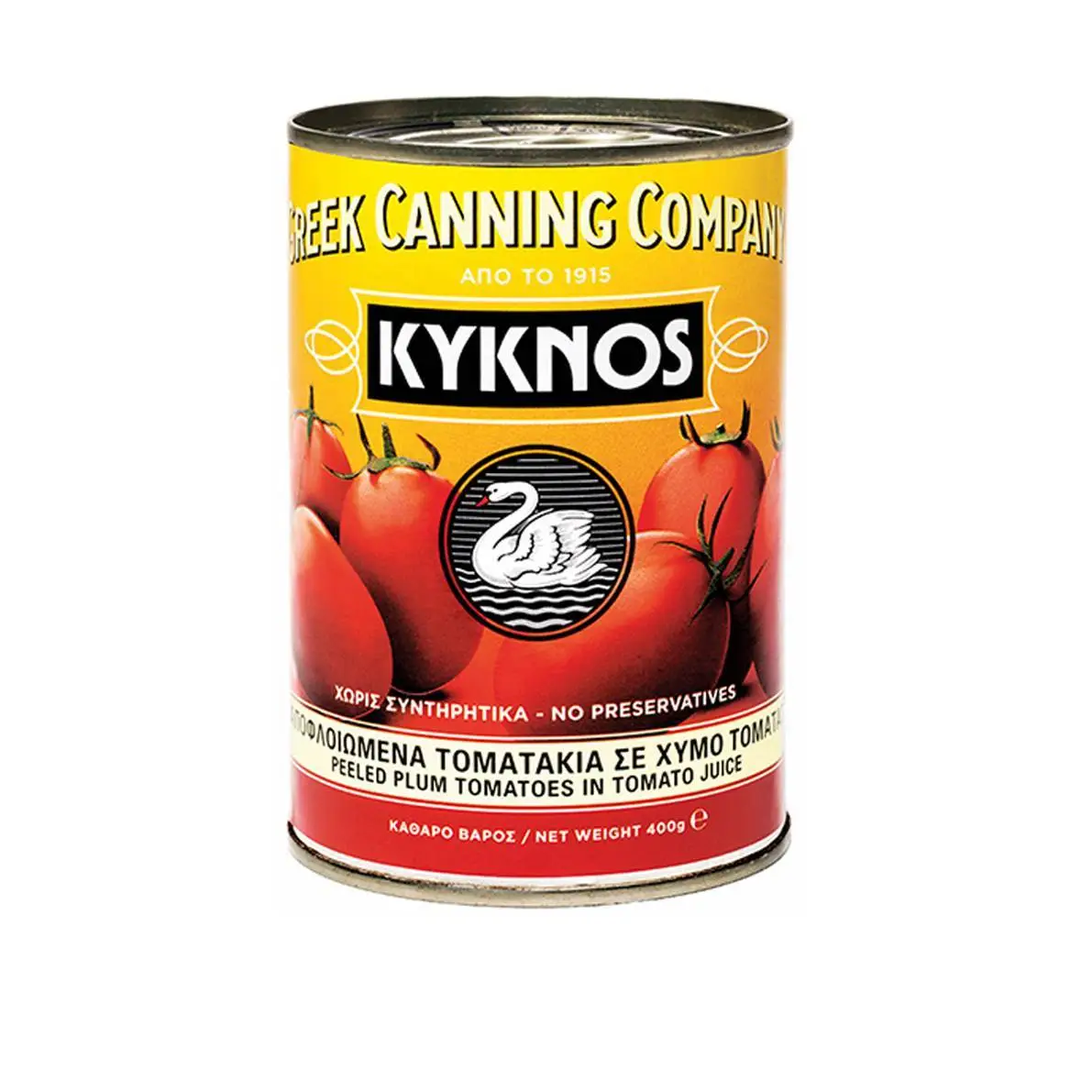 Томаты целые очищенные в собственном соку KYKNOS 400 г