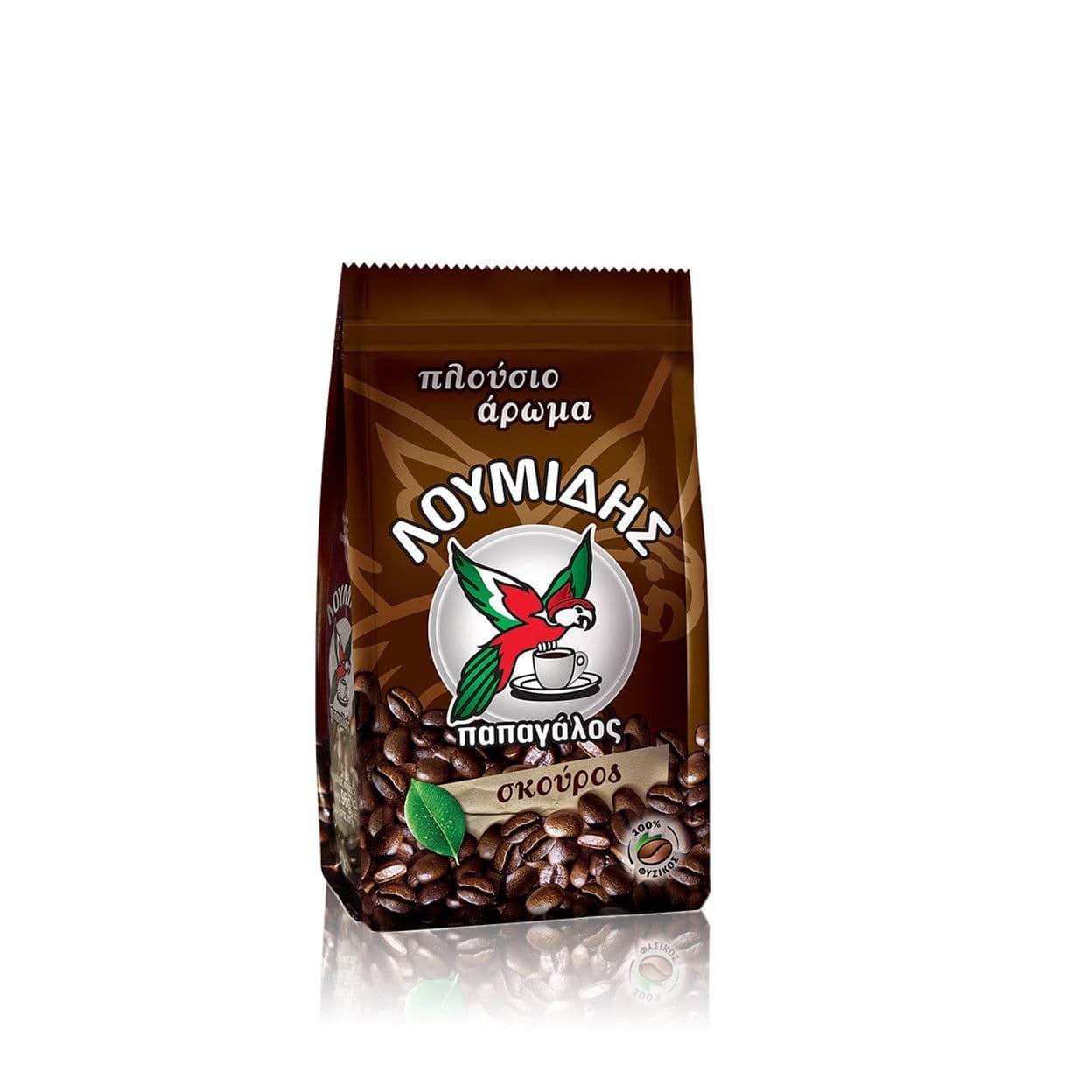 Кофе натуральный молотый темной обжарки "Скурос" LOUMIDIS PAPAGALOS 96г
