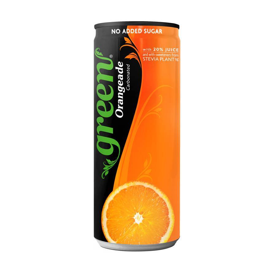 Напиток безалкогольный газированный сокосодержащий со вкусом апельсина, GREEN, 330 мл