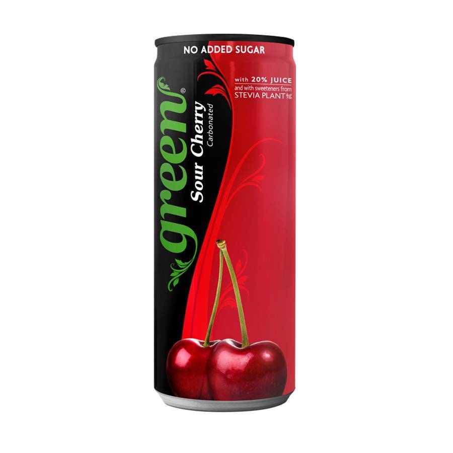 Напиток безалкогольный газированный сокосодержащий со вкусом вишни, GREEN, 330 мл