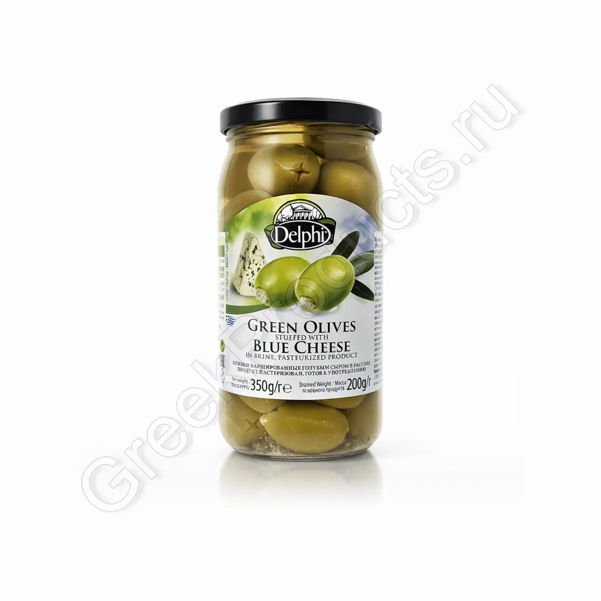 Оливки фаршированные голубым сыром в рассоле, DELPHI 350 г